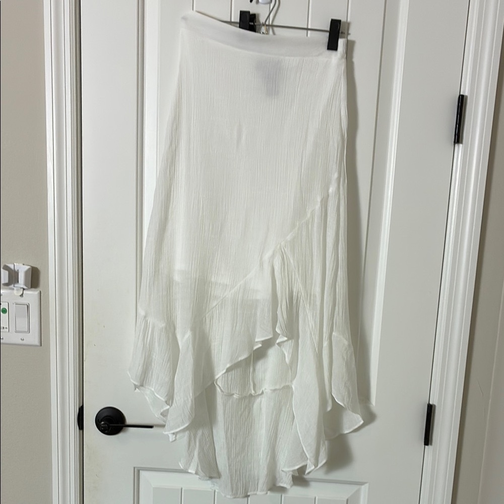 BCX White Maxi Wrap Skirt Asymmetrical Ruffled